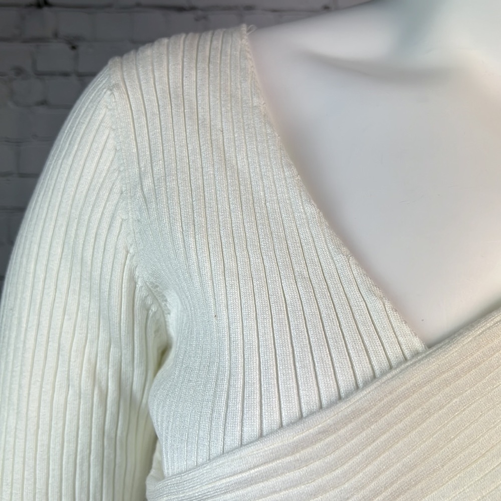 INC Off White Ribbed Crossover Sweater Plus Size XXL - Picture 4 of 6